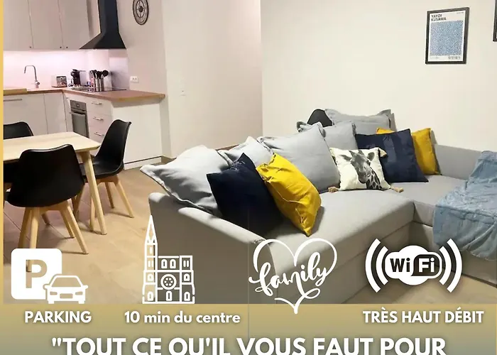 Grand Appart Neuf Lumineux, Parking Gratuit, 10 Min Centre